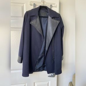 Mango // Wool Coat with Leather and Zipper Accents